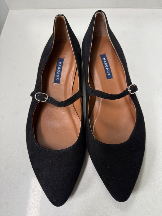 Margaux Shoes - Margaux Black Suede Pointed Mary Jane Flats